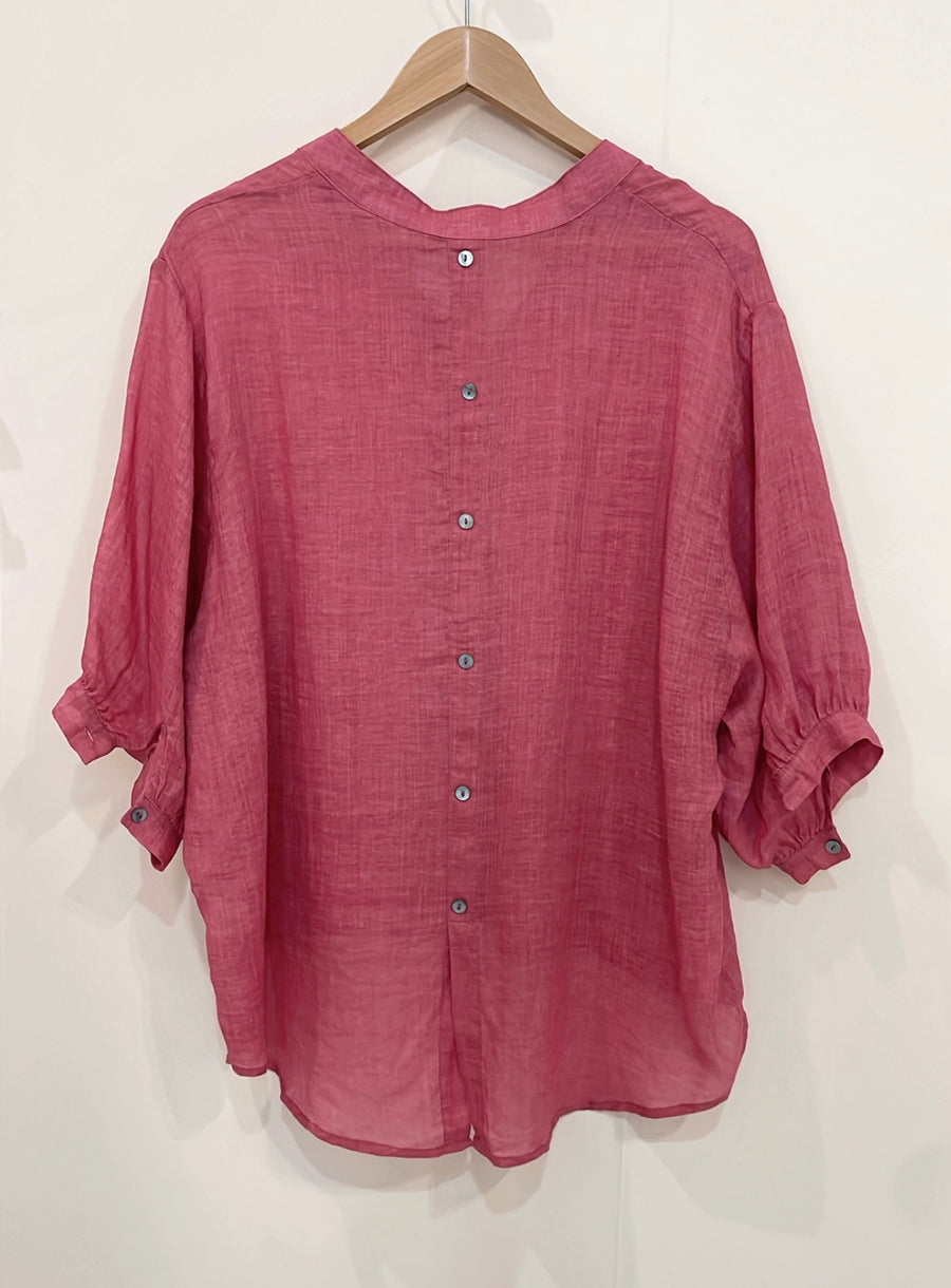 Tia Linen Shirt - Raspberry