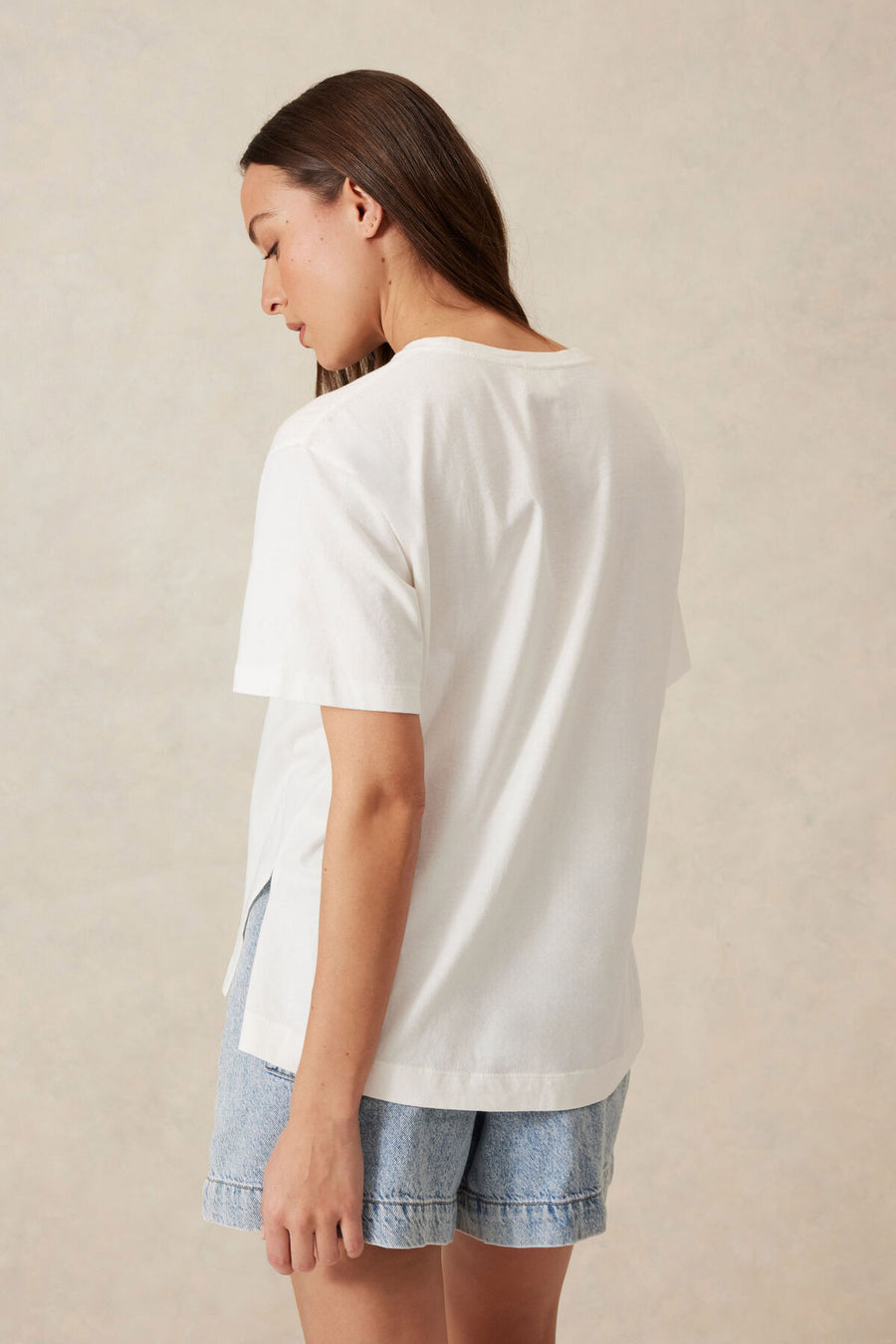 Slouchy Split Hem Tee - Rec Print