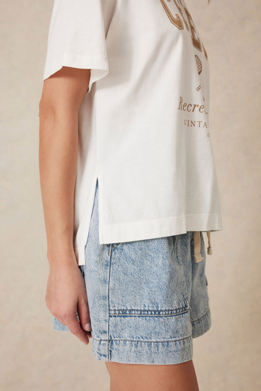 Slouchy Split Hem Tee - Rec Print