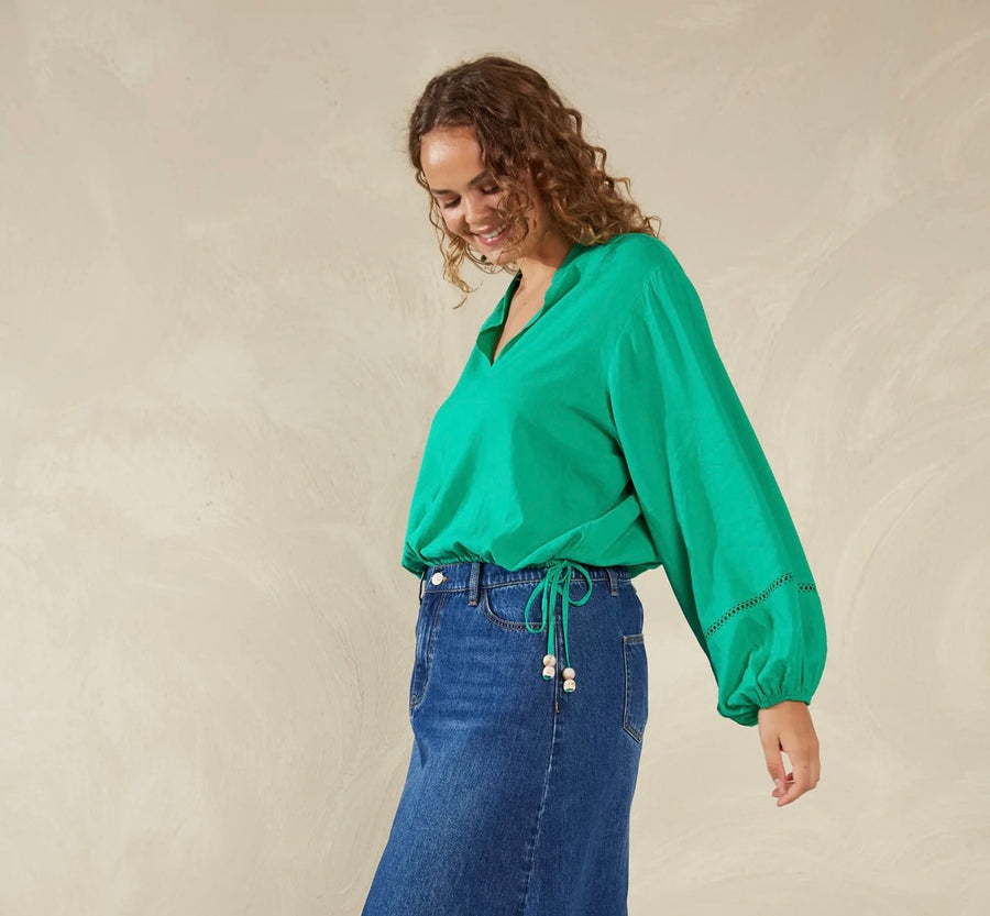 Sardinia Tie Blouse - Verde