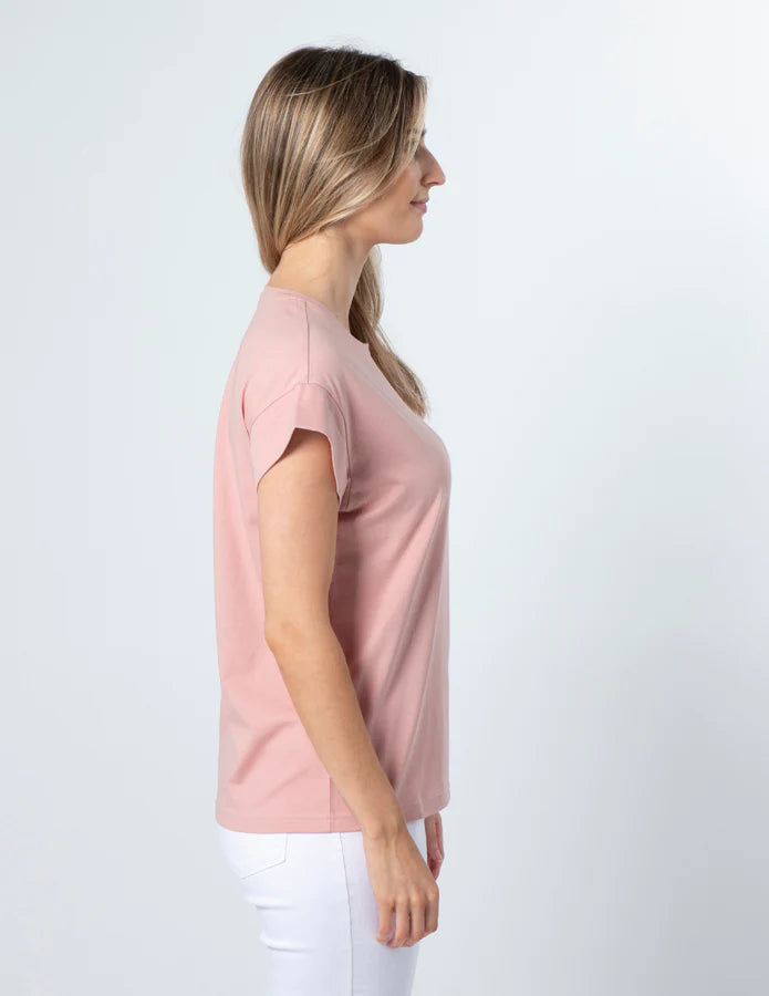 Cuffed Sleeve Tee - Rose