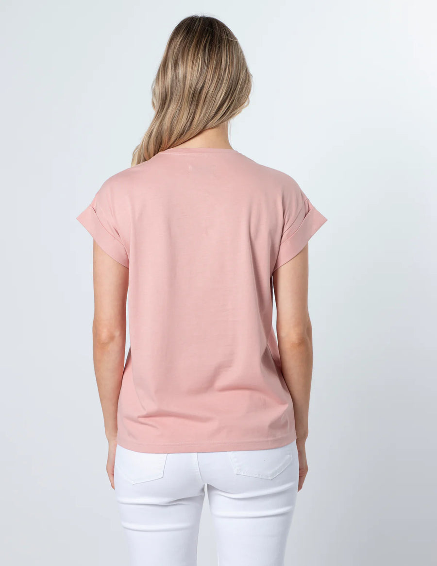 Cuffed Sleeve Tee - Rose