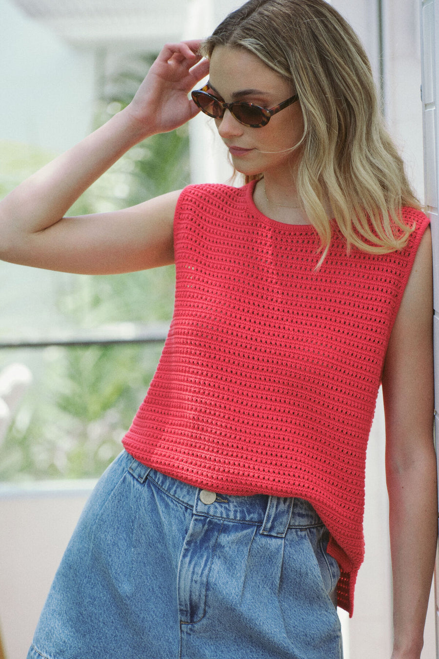 Mesh Knit Tank - Heritage Red