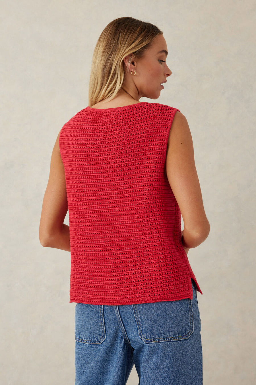 Mesh Knit Tank - Heritage Red