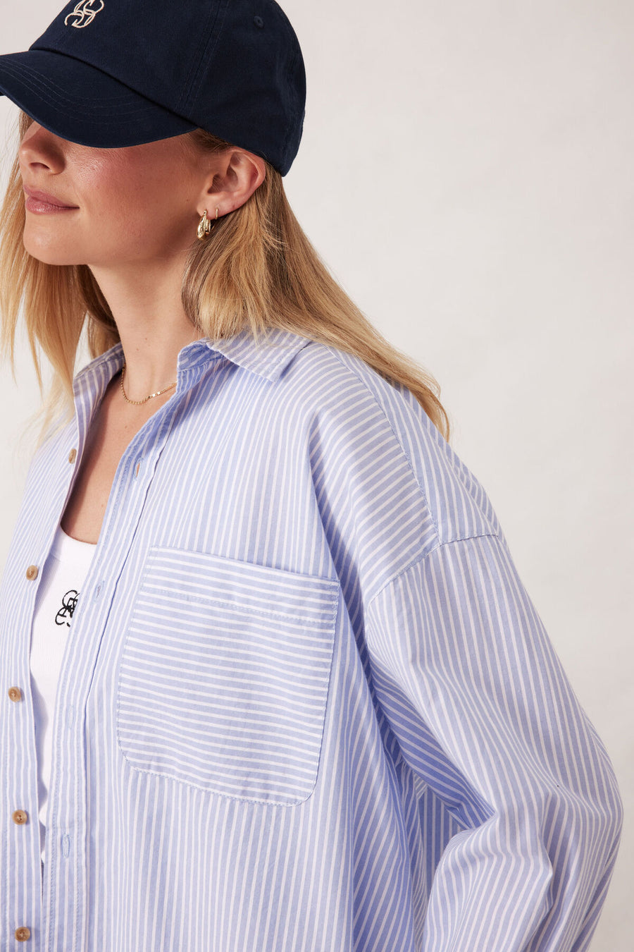 Ceres Oversized Shirt - Blue Stripe