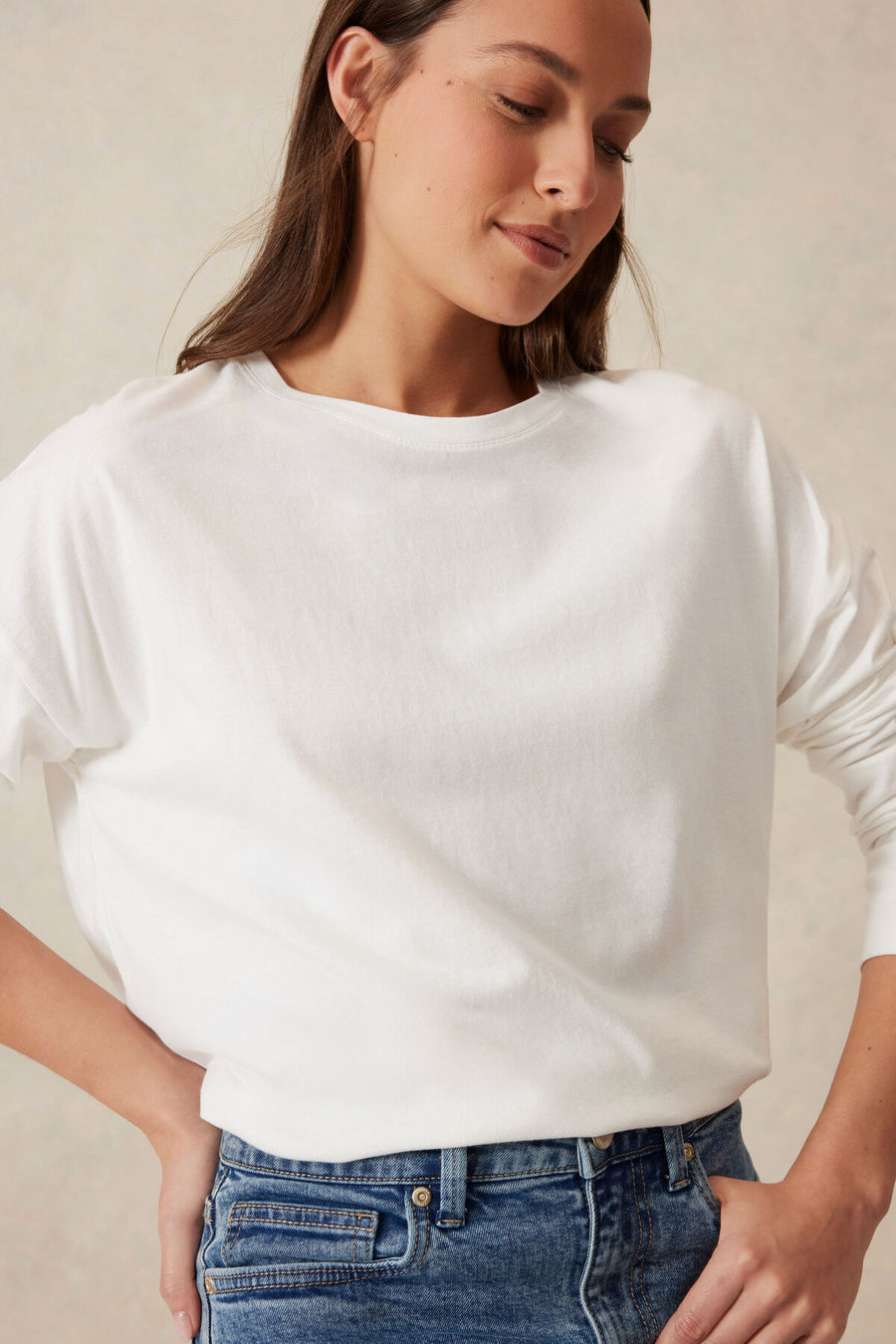 Slouchy Long Sleeve Tee - Vanilla