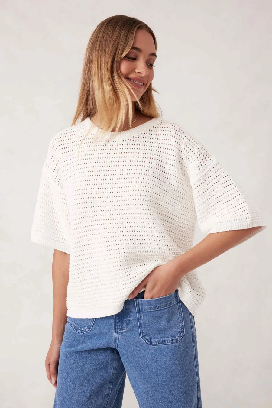 Textured boxy knit tee