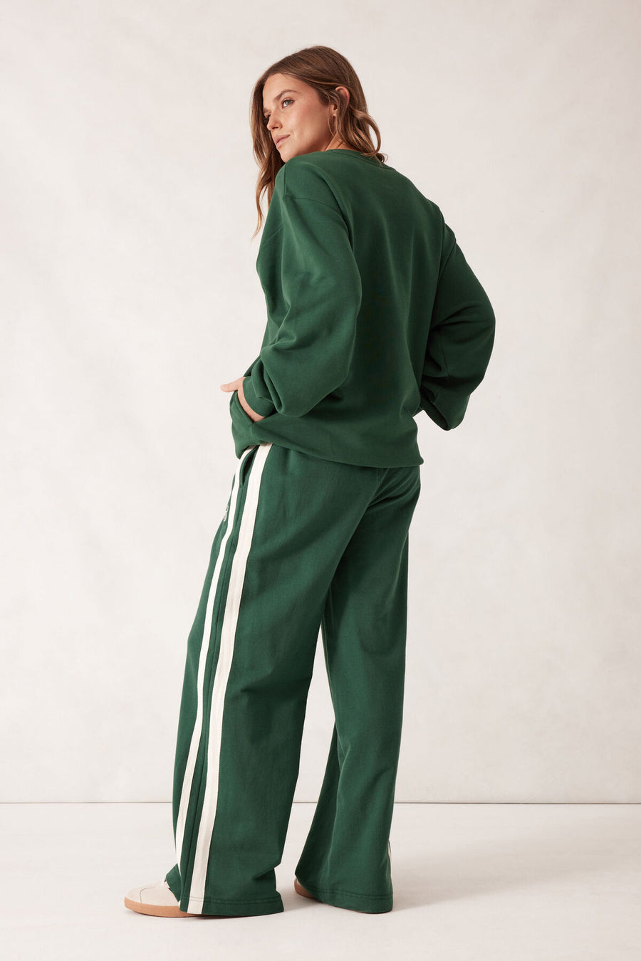 Wide Leg Terry Trackpant - Green