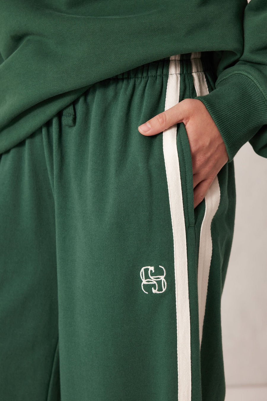 Wide Leg Terry Trackpant - Green