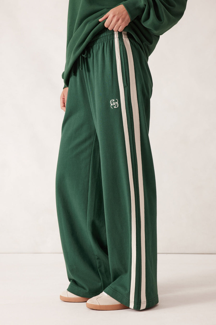 Wide Leg Terry Trackpant - Green